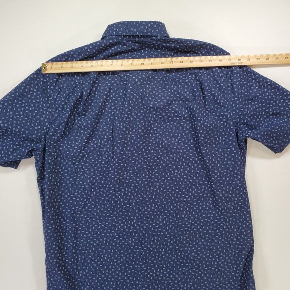 Uniqlo Shirt Men Large Navy Blue Regular Fit Short Sleeve Casual Button Up - Picture 9 of 12